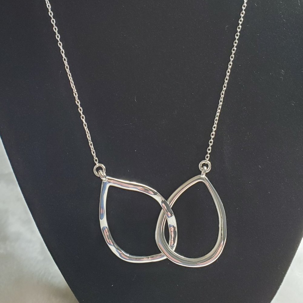 Silver Interlocking Double Teardrop Necklace by Chloe + Isabel